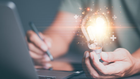 Idea inspiration combines creativity, innovation and cutting-edge technology for solving future...