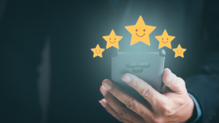 Consumers point to stars for the best satisfaction rating based on the store's service experience,...