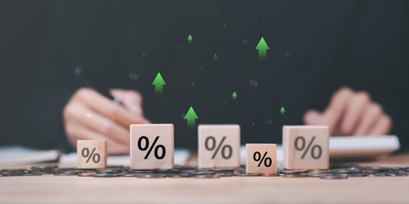 concept of interest rates and dividends ,Financial interest rates ,investment growth percentage and...
