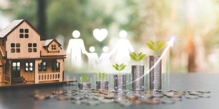 Investment in real estate, houses and land ,savings for investment ,real estate business ,Property insurance ,Buying or mortgaging a home ,investment loan ,property value ,family dream homeの写真素材