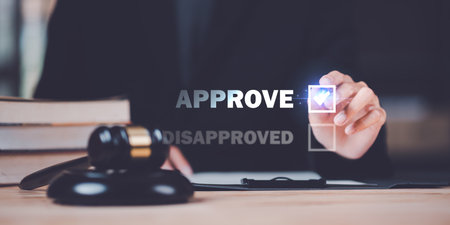 Business Agreements and Approvals ,business contract signing ,Confirmation of contract documents or warranty card ,employment project review ,Checklist with checkmarks and checkboxes ,Assessmentの写真素材