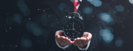 clock on businessman hand, time management concept ,effective business planning ,time management in organization ,Agreement and solution ,end of deal ,profitable use of time ,appointment punctualityの写真素材