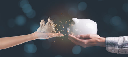 financial concept and saving money,investment savings,Planning savings for future,retirement fund ,financial preparation ,future risk management ,finance accounting ,Money Growth and Dividend Interestの写真素材