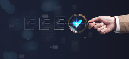 Accountant showing office document auditing concept ,plan review process and assess correctness ,Management of important document storage of organization ,document system ,accountant Audit documentsの写真素材