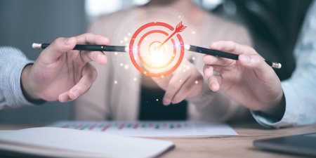 business team showing business goal setting concept ,Target Growth development planning ,Organizational growth and objectives ,marketing strategy planning ,Targeted growth of the organizationの写真素材