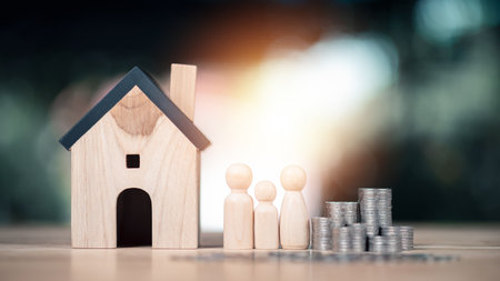 Investment in real estate, houses and land ,savings for investment ,real estate business ,Property insurance ,Buying or mortgaging a home ,investment loan ,property value ,family dream homeの写真素材