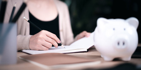 financial concept and saving money ,investment savings ,Planning savings for future ,retirement fund ,financial preparation ,future risk management,Piggy bank savings ,Money Growth ,finance accountingの写真素材