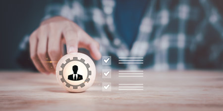 concept of business development with personnel ,Human Resources HR ,employment management ,Online Employee Assessment ,Auditing and evaluating quality and efficiency of personnel ,personnel assistantの写真素材