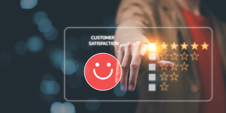 Customer review satisfaction feedback survey concept ,consumers opinion ,rate and review them online ,excellent survey ,Services and Products and Customer Engagement ,Quality Assessmentの写真素材