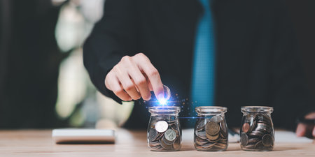 financial concept and saving money ,investment savings ,Planning savings for future ,retirement fund...
