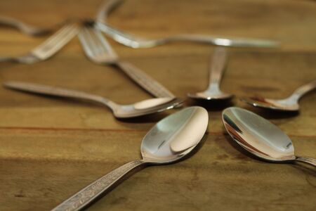 forks and spoonsの写真素材