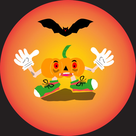 Halloween pumpkin with happy face. Vector cartoon Illustration.のイラスト素材