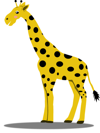 Giraffe cartoon stand on the floor and on white background vectorのイラスト素材