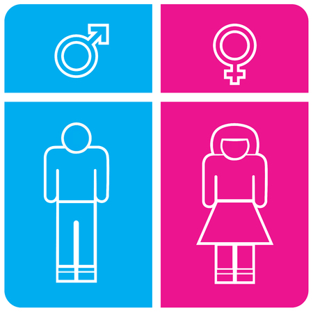 Man and woman toilet or restroom. Colorful vector iconのイラスト素材