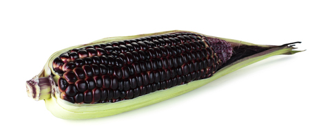 Siam Ruby Queen is super sweet corn with red color, can be eaten fresh, isolated on a white background with clipping pathの写真素材
