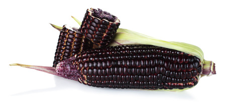 Siam Ruby Queen is super sweet corn with red color, can be eaten fresh, isolated on a white background with clipping pathの写真素材