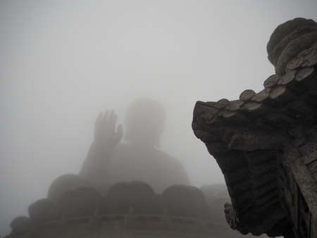 Tian Tan Buddha in Fogの写真素材