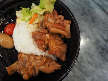 Rice with pork legs chinese styleの写真素材