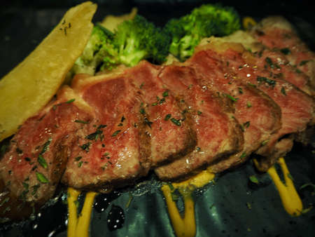 Beef Slice with mustard sauceの写真素材