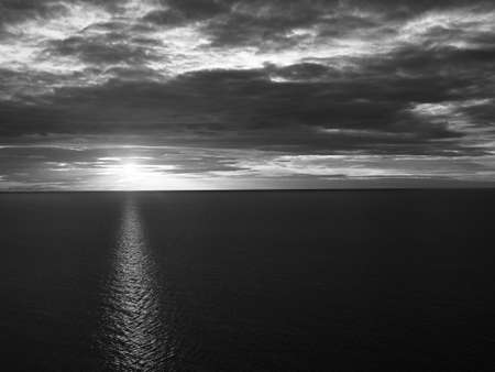 Sunrise at Cha Am Beach (Balck and White)の写真素材