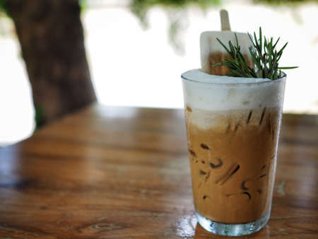 Ice latte with ice-cream barの写真素材