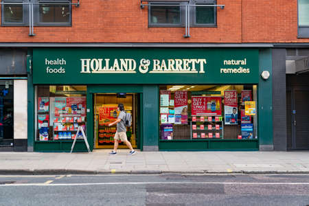 LONDON, ENGLAND - JULY 24, 2020:  Holland & Barrett health food store at Holborn, London during the...