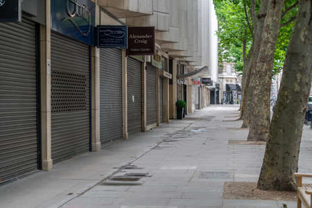 LONDON, ENGLAND - JUNE 3, 2020:  Hatton Garden closed and desserted during the COVID-19 pandemic lockdown in Holborn, London, England - 064のeditorial素材