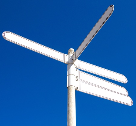 Signpost with room for your text shot against an incredibly clear blue sky