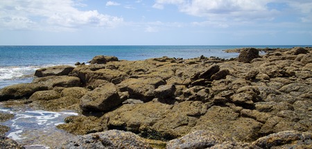 Volcanic lava rocks at the shore of Lanzarote island, Spain
