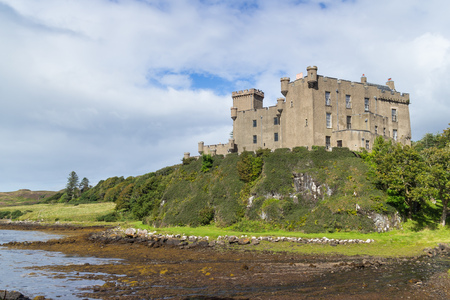 Impressive medieval Dunvegan Castle of the Clan MacLeod in Dunvegan, Scotlandのeditorial素材