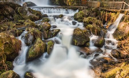 World famous Triberg Waterfalls in the Black Forest, the highest waterfalls in Germanyの写真素材