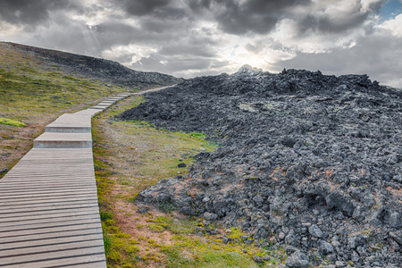Lava desert in the famous Krafla mountains, a still active volcanic area near Myvatn, Iceland, HDRの写真素材