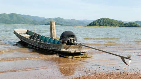Fishing boats in the dam of Thailandの写真素材