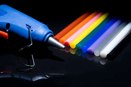 Hot melt glue gun and glue stickの写真素材