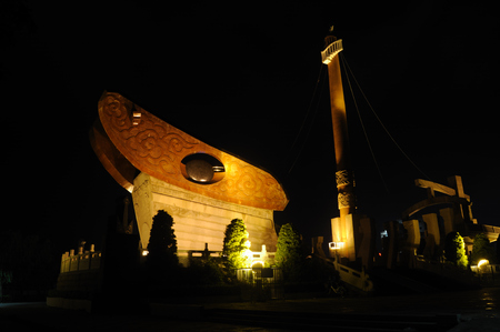 Ship monument at Hongtouchuan Park, Shantou Chinaのeditorial素材