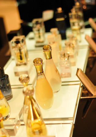 The perfume counter, in the soft, warm light, is so temptingのeditorial素材