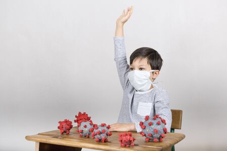 Young boy and coronavirusの写真素材