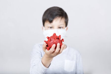 Young boy and coronavirusの写真素材