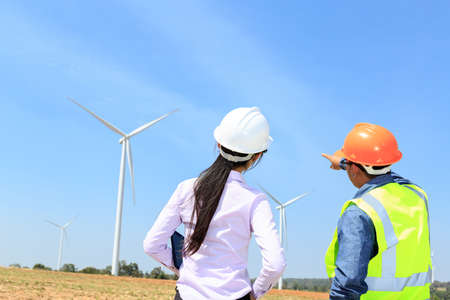 Engineers and wind turbines.