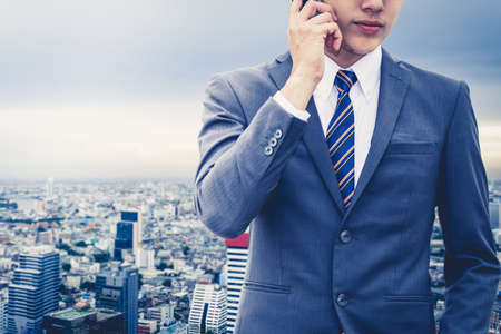 Businessmen are working in the office.