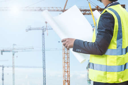 Male engineer in construction site.の写真素材