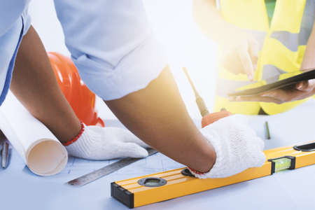 Engineers are designing and planning the construction.の写真素材