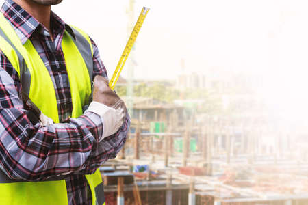 Construction site and male engineer.の写真素材