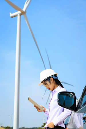 Female engineer working at turbine.の写真素材