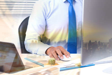 Male businessman typing keyboard.の写真素材