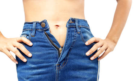 Woman with excess abdominal fat.