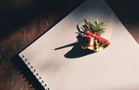 Double bell for decorations on Christmas tree and note bookの写真素材