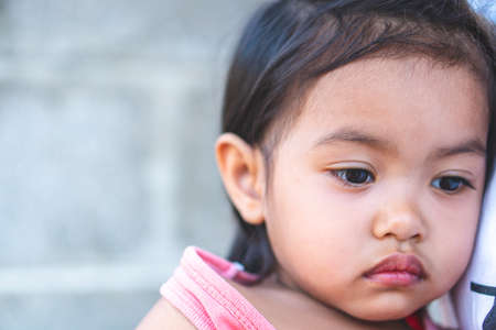 Little children with fatigue from illnessの写真素材