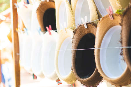 Sun hat shop for touristsの写真素材