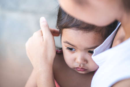 Children are depressed by illness.の写真素材
